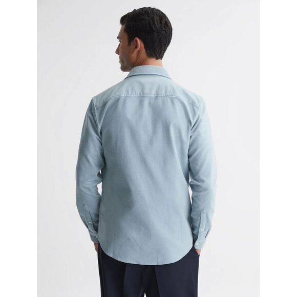 NEW REISS Blue Cialini Twill Cord Twin Pocket Overshirt Size Small 26802 - Picture 3 of 11